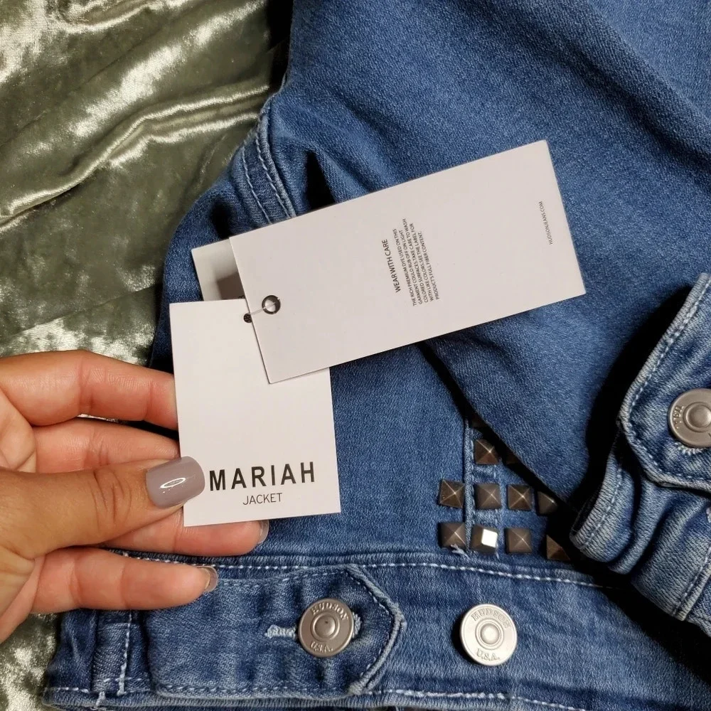 Hudson Mariah Crop‎ Denim Jacket W/ Faux Shearling Collar